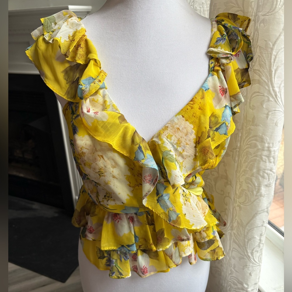 Marissa Webb Vibrant Yellow Floral Blouse